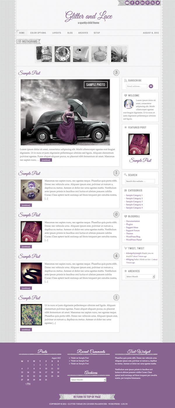 Glitter and Lace Responsive WordPress Theme Glitter and Lace Responsive WordPress Theme