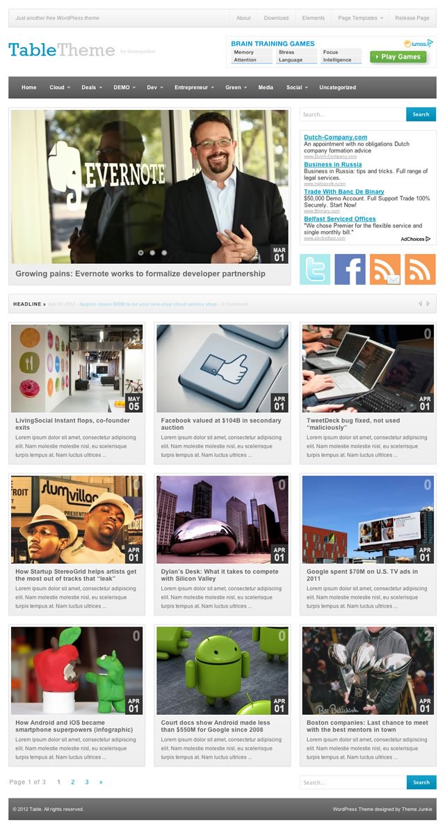 Table Free WordPress Theme Table Free WordPress Theme