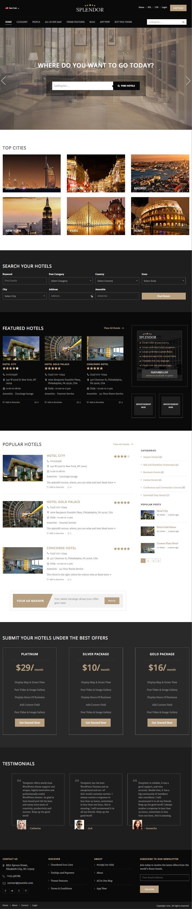 Splendor WordPress Theme for Hotel Directory Listings Splendor WordPress Hotel Directory Listings Theme