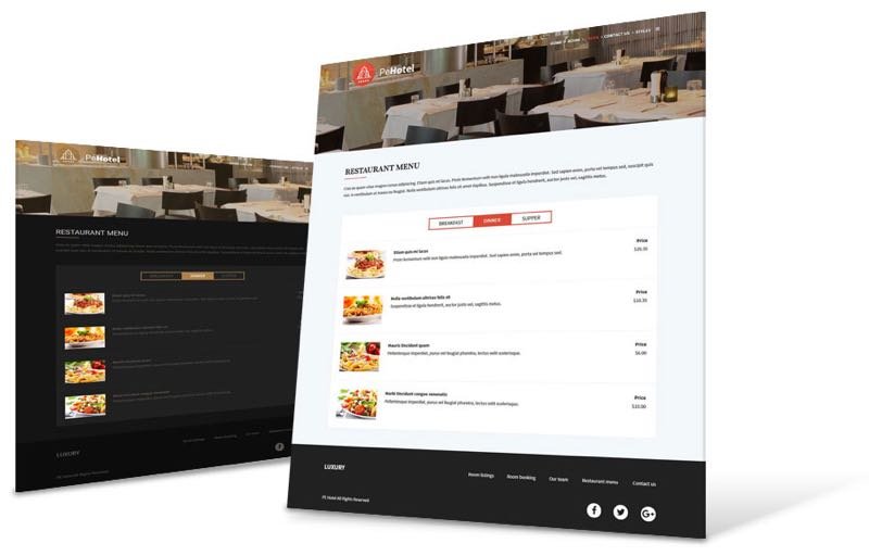PE Hotel Theme - Restaurant Menu View PE Hotel Theme - Restaurant Menu View