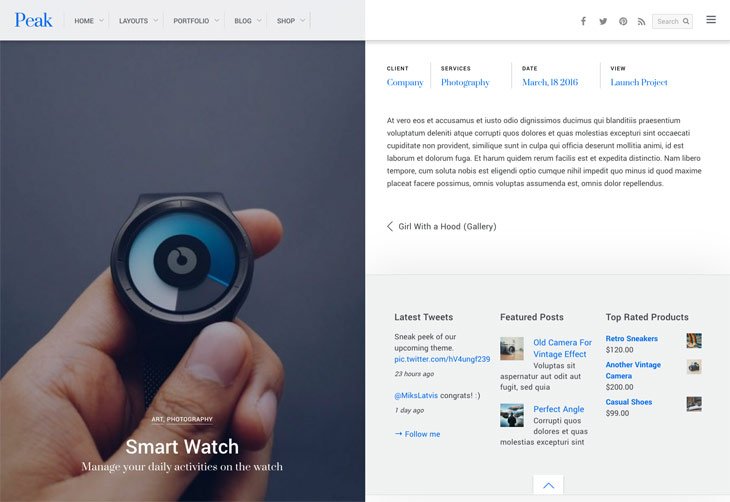 Peak WordPress Theme - Portfolio Layout Peak WordPress Theme - Portfolio Layout
